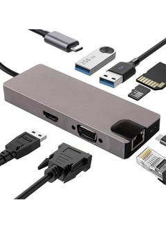 General 8-in-1 USB C Hub, Type-C Hub Adapter with 4K HDMI, 1080P VGA, 2 USB 3.0 ports, Type C PD, Gigablit Ethernet, compatible with MacBook pro, Dell, HP and more Type C devices.  - Image 1
