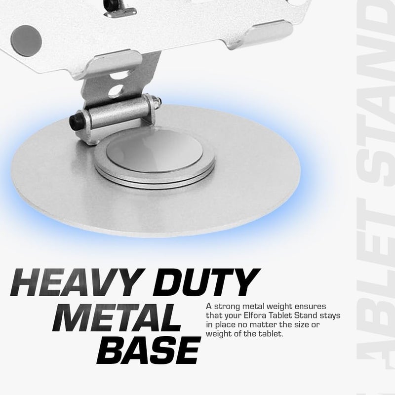 SKYCELL Tablet Stand Holder for Table 360 Rotating Portable Aluminum Adjustable Folding Tablet Stand Holder for I Pad, Flexible Rotation Stand for Bad, Table, Office, Home Floor Stand (Grey) - Image 5