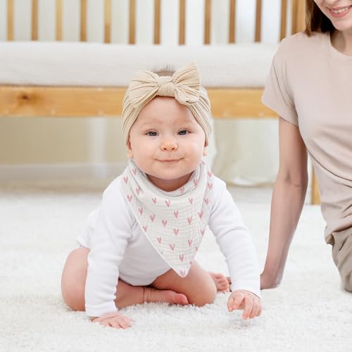 Susurration Muslin Baby Drool Bibs 6Pack Soft Triangular Adjustable Baby Bandana Bibs for Unisex Girls & Boys (Spring Garden) - Image 2