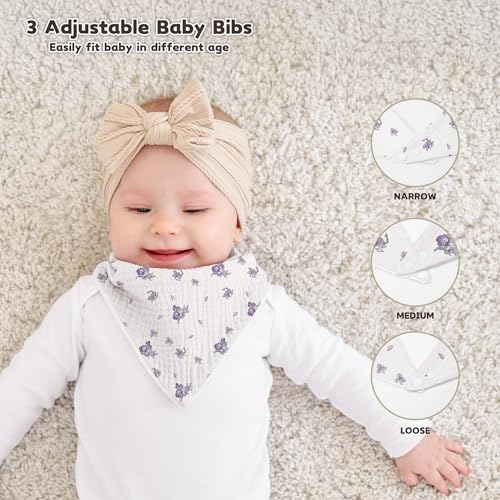 Susurration Muslin Baby Drool Bibs 6Pack Soft Triangular Adjustable Baby Bandana Bibs for Unisex Girls & Boys (Spring Garden) - Image 4