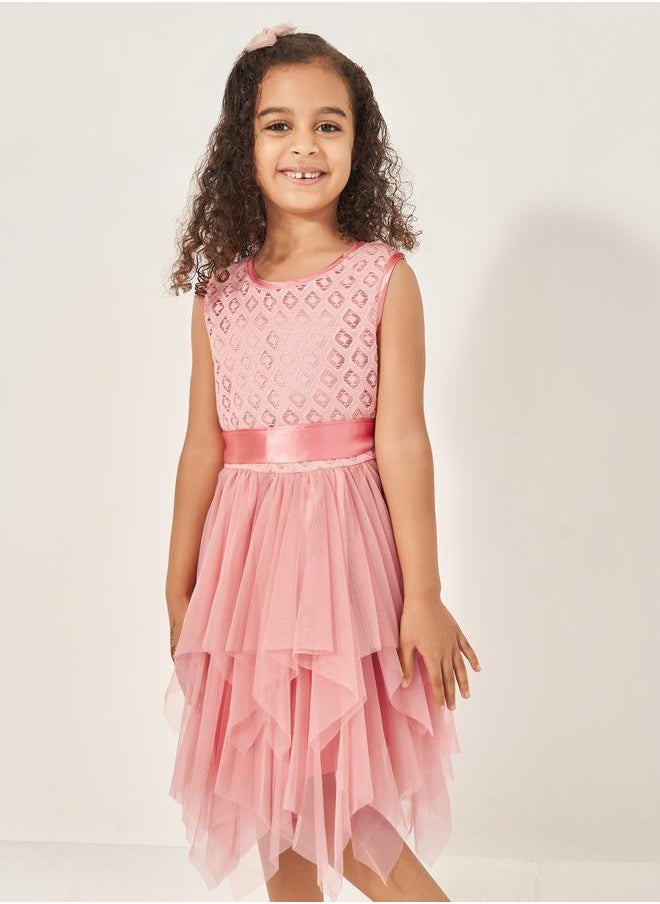 Styli Self Design Handkerchief Hem A-Line Dress  - Image 2