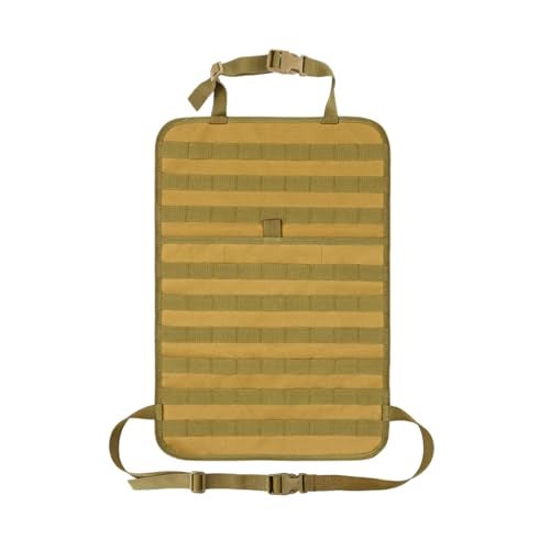 MUQIDA Car Seat Back Organizer Tactical MOLLE Sag Proof Vehicle Panel Backseat Cover Protector Universal Molle Nylon Storage Bag Seat Back Hanger Pad for Car Truck SUV Pickup Khaki - Image 1