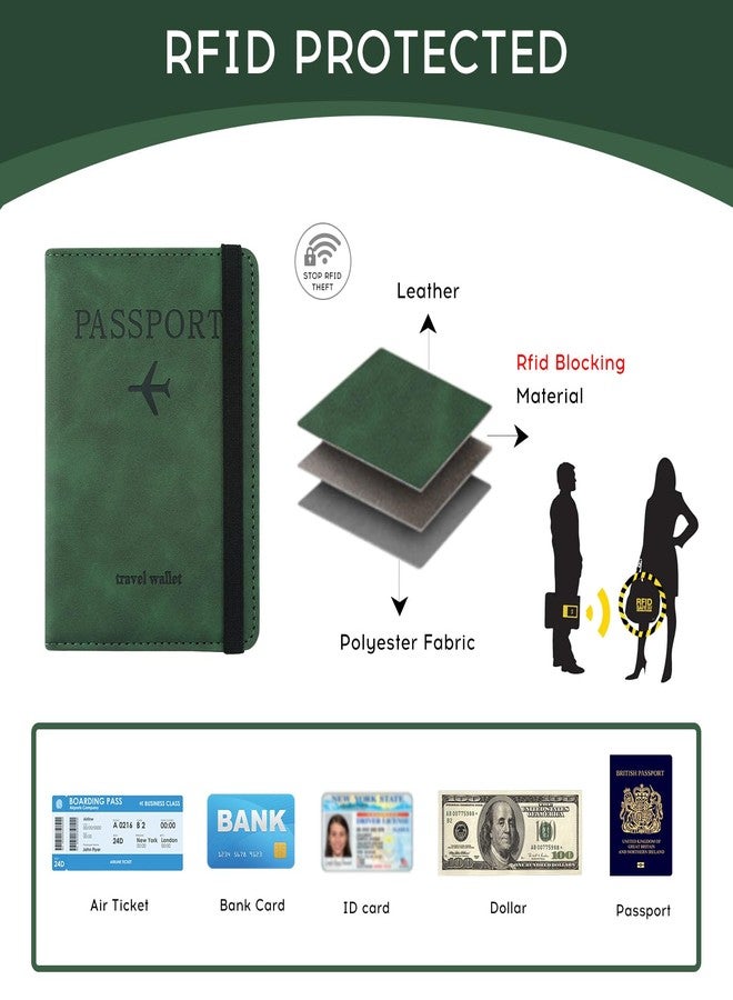 ILIYAH-Passport Cover-Passport Holder Travel Wallet-RFID Blocking Passport Case Travel Accessories Card Holder Wallet Unisex Travel Gifts, Green, 4.33 x 5.9 x 0.39 inches, Casual - Image 3