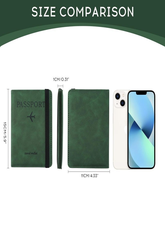 ILIYAH-Passport Cover-Passport Holder Travel Wallet-RFID Blocking Passport Case Travel Accessories Card Holder Wallet Unisex Travel Gifts, Green, 4.33 x 5.9 x 0.39 inches, Casual - Image 2