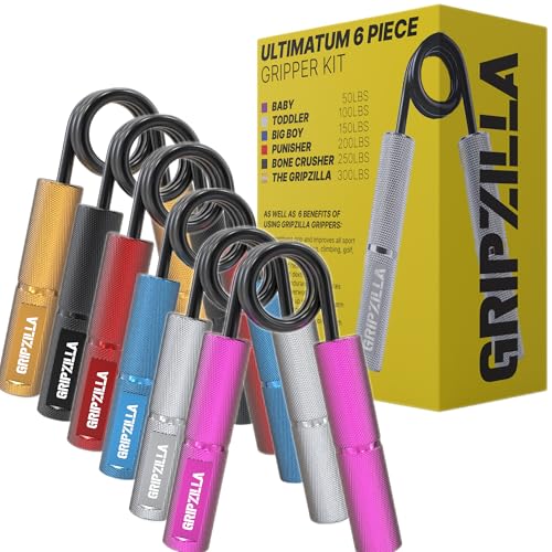 GRIPZILLA Grip Strength Trainer 50-300lb, Hand Gripper Strengthener Workout Kit,Metal No Slip Heavy Duty Hand Strengthening Device, Forearm Exerciser and Wrist Strengthener (6Pack,50-300lb,Pink+Silver+Blue+Red+Yellow+Black) - Image 1