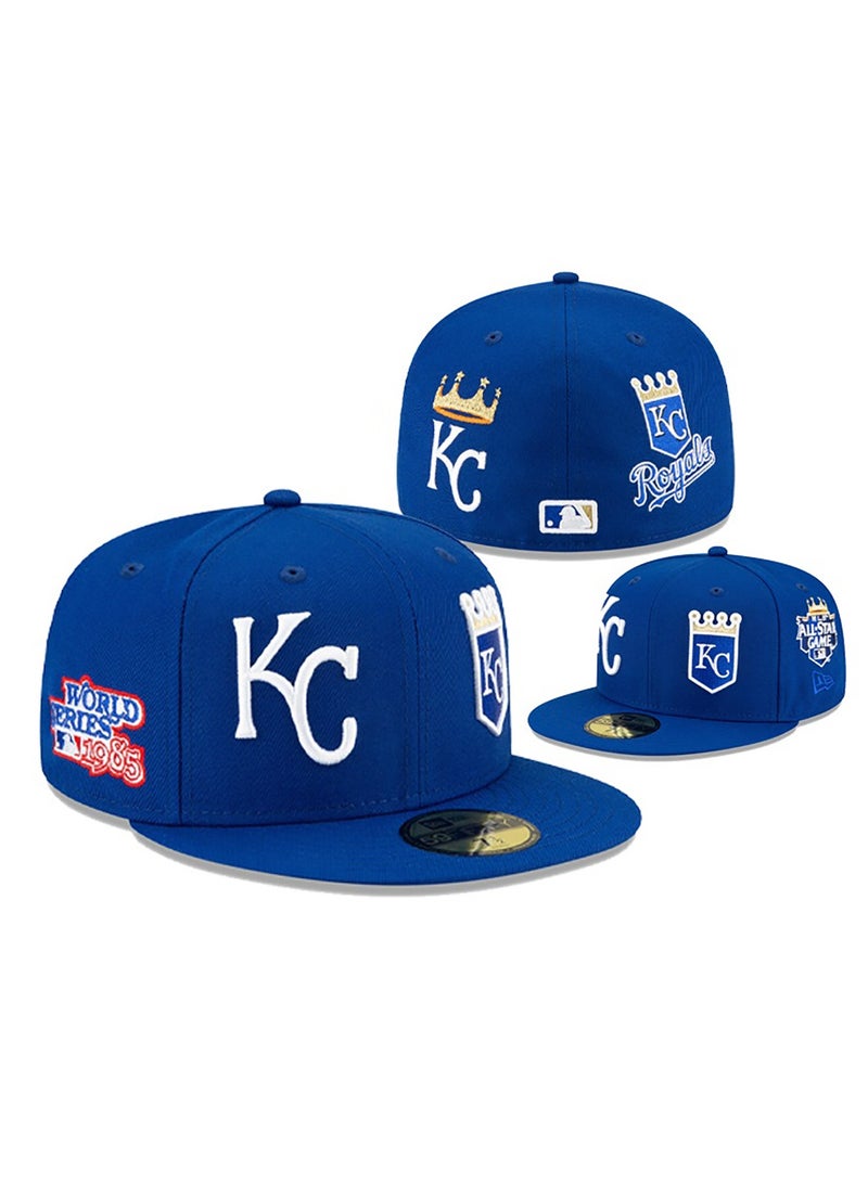 NEW ERA AA Quality Kansas City Royals Blue Fitted Hat - Classic KC Logos-60.6cm 