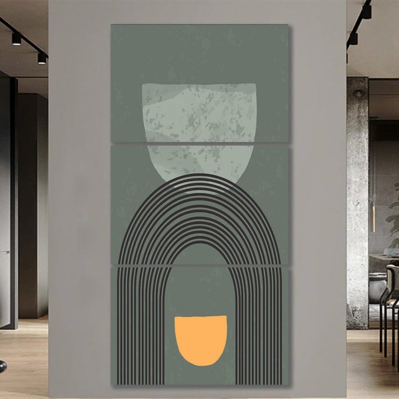 Marktna Three modern-designed canvas panels with a hollow frame, measuring (120×60), three pieces - Image 1