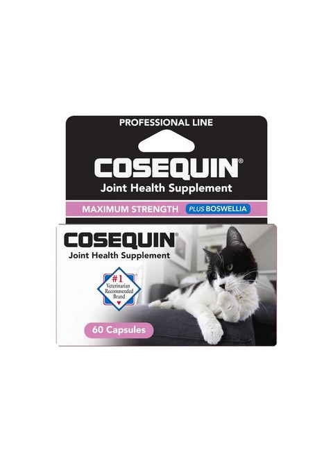 Nutramax Laboratories Cosequin® for Cats Maximum Strength PLUS Boswellia Capsules - Professional Line,Beige,60 Count (Pack of 1)
