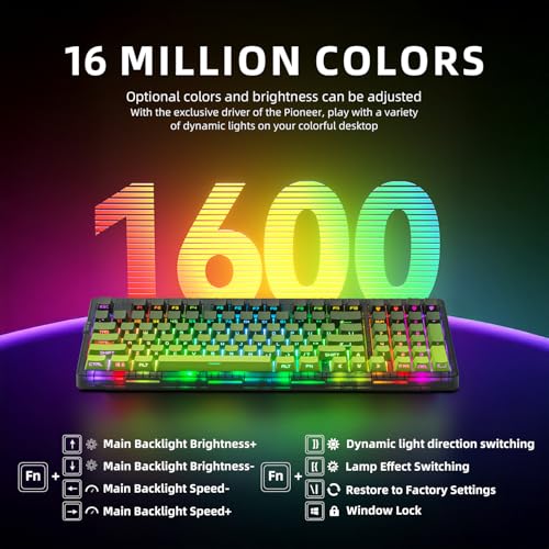 ZORNHER ZH980 Mechanical Keyboard Wireless,95% Green Creamy Keyboard with Number Pad,Gaming Keyboard with Number Pad,Lighted Up PBT Dipped Keycaps,Creamy Sounding Linear Switches - Image 4