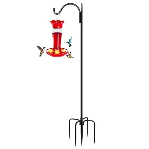 FEED GARDEN Short Shepherds Hooks for Outdoor 48 Inch Bird Feeder Pole with 5 Prongs Base Heavy Duty Shepherds Hook Garden Hook for Hummingbird Feeder Hanging Lantern Plant Baskets1 Pack - Image 1