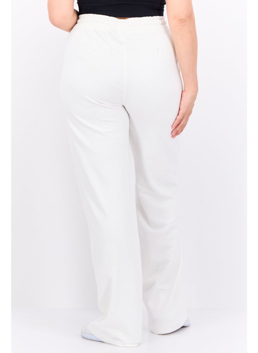 Juicy Couture Women Regular Fit Embroidered Logo Palazzo Pant, Off White  - Image 3