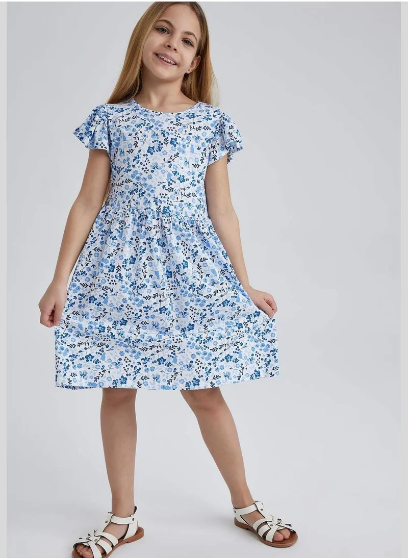 DeFacto Regular Fit Short Sleeve Floral Printed Dress