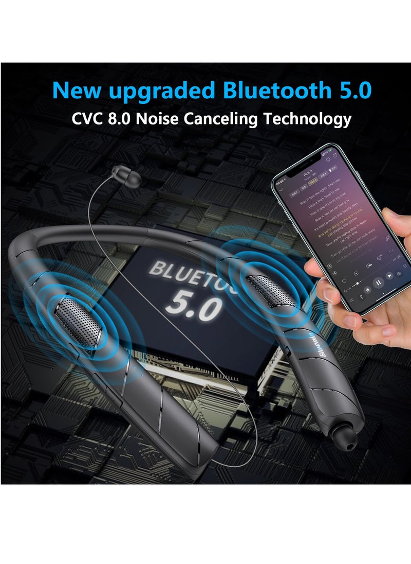 Bluenin - Wireless Bluetooth 5.2 game headset Sports neck headset, external audio two-in-one telescopic, earbuds noise reduction stereo anti-sweat, gym, running, office, with microphone - Image 1