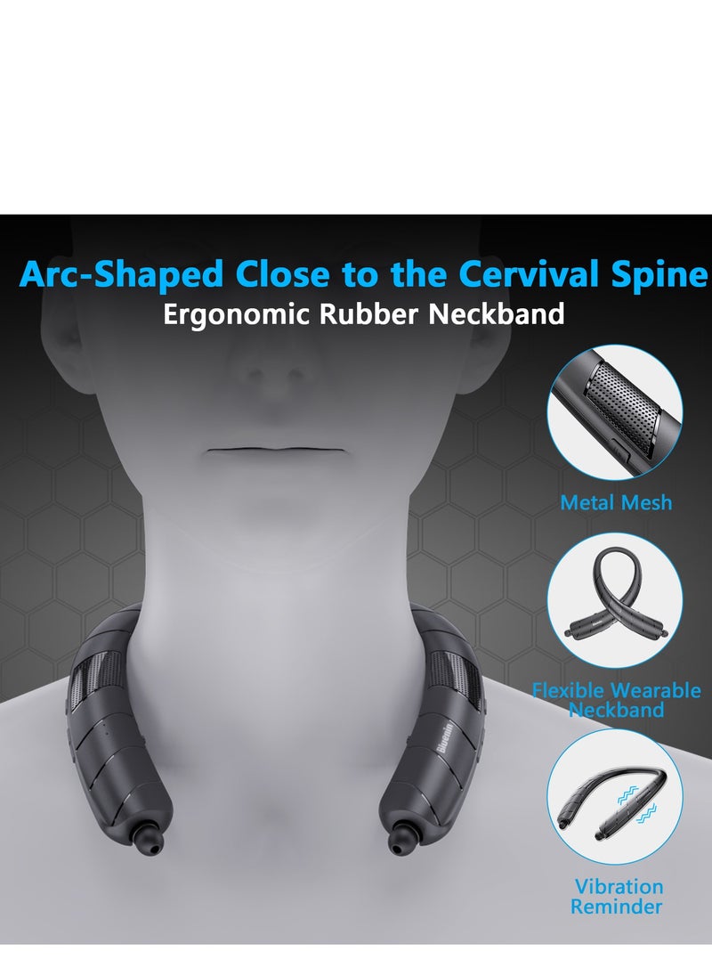 Bluenin - Wireless Bluetooth 5.2 game headset Sports neck headset, external audio two-in-one telescopic, earbuds noise reduction stereo anti-sweat, gym, running, office, with microphone - Image 1