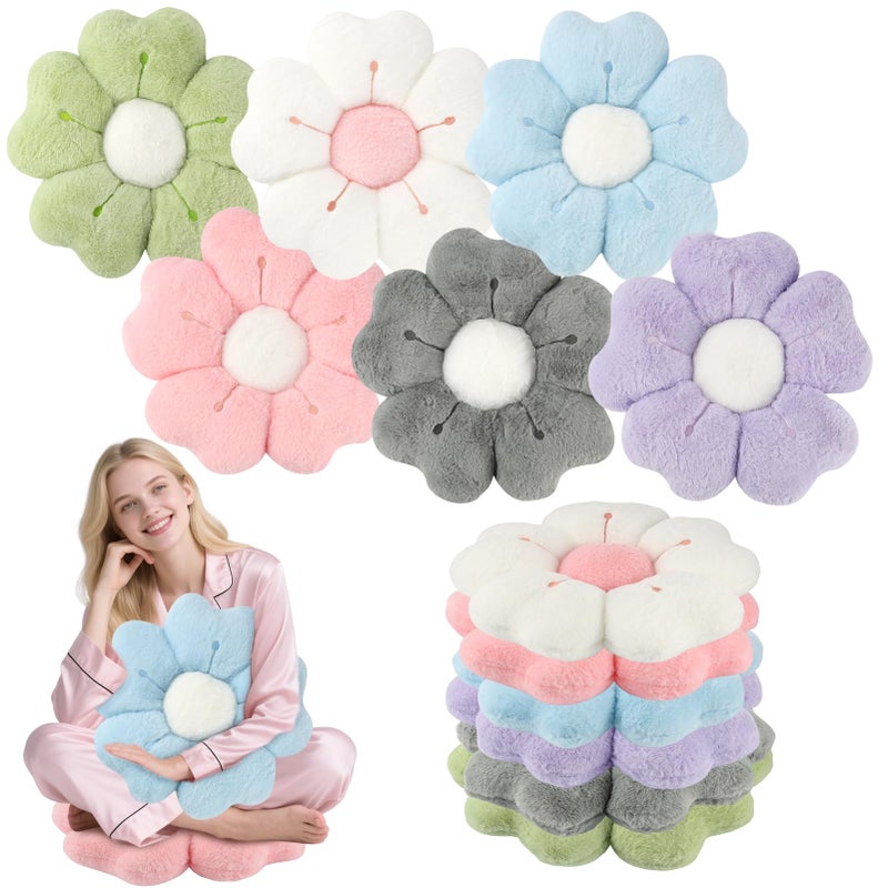 YEXEXINM 6 PCS Daisy Flower Shaped Throw Pillow, Cute Floor Cushion Seating Decorative Soft Plush 3D Floral Cushion for Couch, Bed, Sofa, Chair & Home Decor (Multicolored, 14 Inch) - Image 1