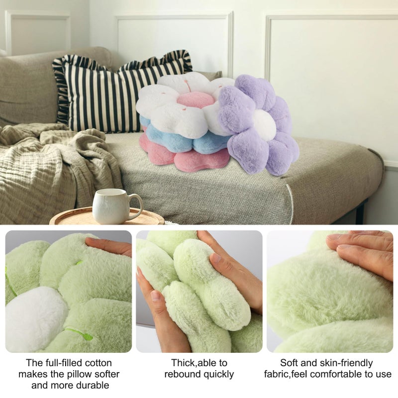 YEXEXINM 6 PCS Daisy Flower Shaped Throw Pillow, Cute Floor Cushion Seating Decorative Soft Plush 3D Floral Cushion for Couch, Bed, Sofa, Chair & Home Decor (Multicolored, 14 Inch) - Image 3