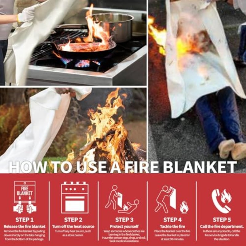 Fire Blanket for Home and Kitchen, 40 x 40, 2 Pack, Emergency Fire Blanket - Image 2