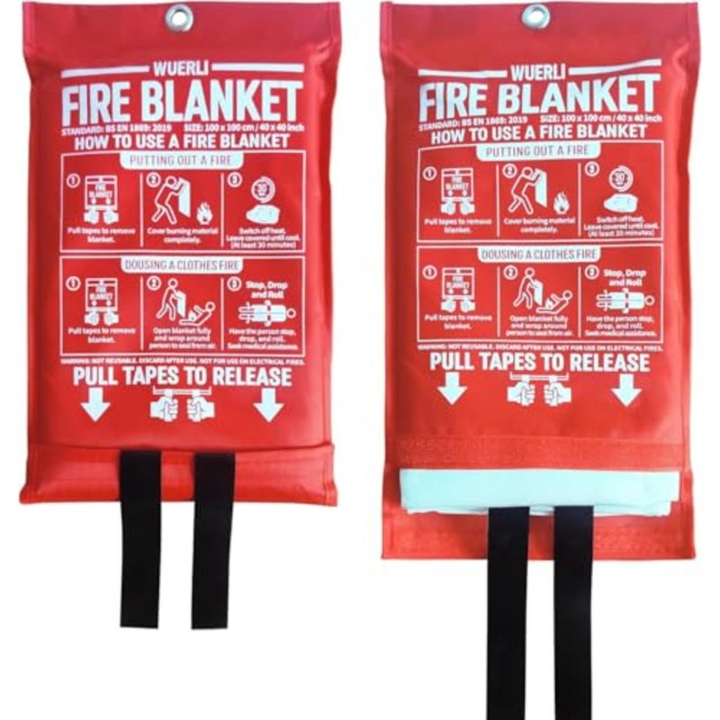 Fire Blanket for Home and Kitchen, 40 x 40, 2 Pack, Emergency Fire Blanket - Image 1
