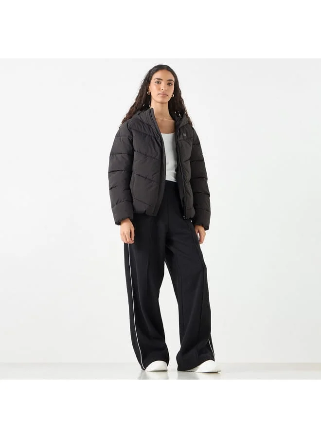 Kappa Kappa Solid Padded Jacket with Hood and Zip Closure