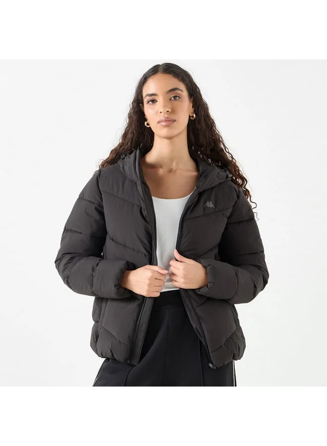 Kappa Kappa Solid Padded Jacket with Hood and Zip Closure