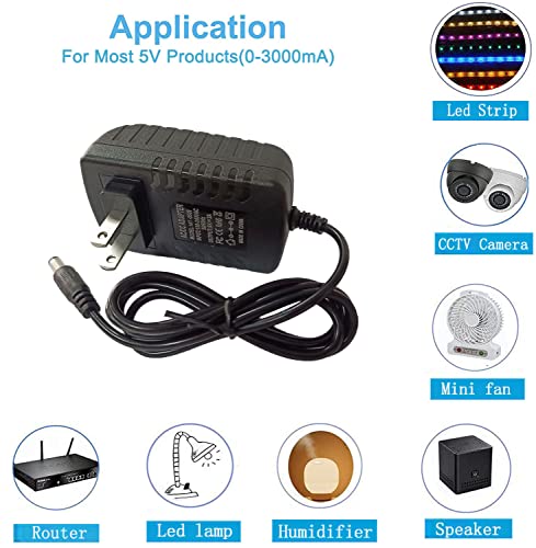 MTYTOT 5V 3A DC Power Supply Adapter AC 100V~240V to DC 5Volt Power Supply 3A 15W Converter 5.5X 2.5mm Plug 5Volt 3Amp 2A 1A Power Adapter for 5V LED Lights Security Camera Security System - Image 5