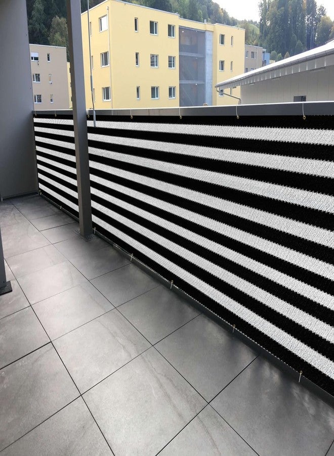 GREEN DECOR HDPE Stripe Self Fold Balcony Net with SS Eyelets & Cable Ties|UV Resistant, & Breathable Baby Kids Safety Net for Balcony,Staircase Railing Guard (Black&White Color, 2.50X4 MTR) - Image 2