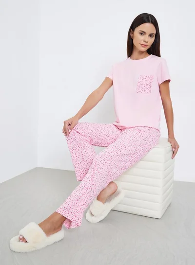 Styli Star Print Pocket T-Shirt and Pyjama Set