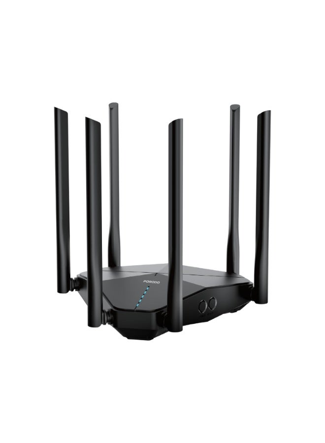 porodo Dual Band Portable Wi-Fi Router 4G & LTE with 1200 Mbps Speed & Secure Encryption / 2.4G & 5G Dual Band / Nano Sim / 3 Giga LAN Signal / 1000MBPs LAN / 4000 mAh Rechargeable Battery - Black - Image 1