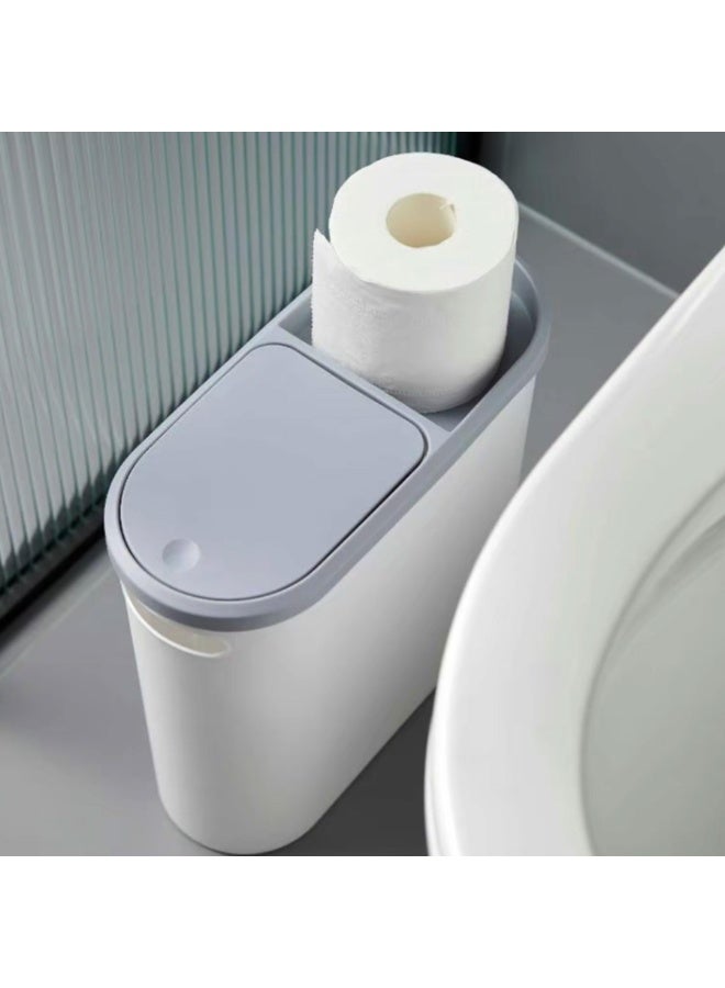 كيلا سلة مهملات أوتوماتيكية للحمام سعة 10 لتر/2.7 جالون، سلة مهملات رفيعة للغاية، سلة مهملات قابلة للدفع مع غطاء، سلة مهملات كبيرة السعة، سلة مهملات بلاستيكية أوتوماتيكية لغرفة النوم، غرفة المعيشة، المرحاض، المكتب - Image 4