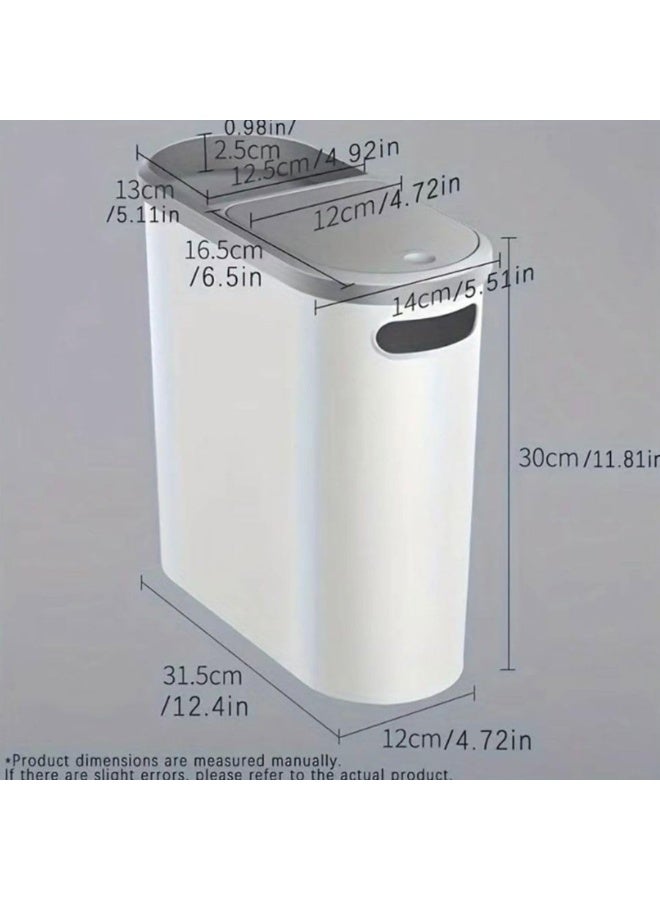 كيلا سلة مهملات أوتوماتيكية للحمام سعة 10 لتر/2.7 جالون، سلة مهملات رفيعة للغاية، سلة مهملات قابلة للدفع مع غطاء، سلة مهملات كبيرة السعة، سلة مهملات بلاستيكية أوتوماتيكية لغرفة النوم، غرفة المعيشة، المرحاض، المكتب - Image 2