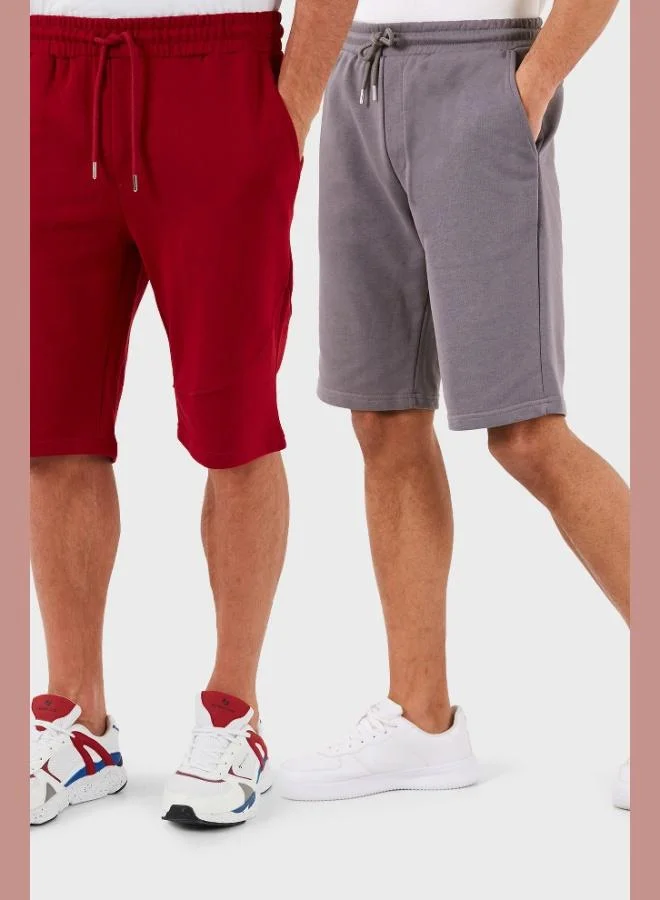 بوراتي شورت رجالي قطن بوراتي بقصة عادية وخصر عادي عبوة من قطعتين