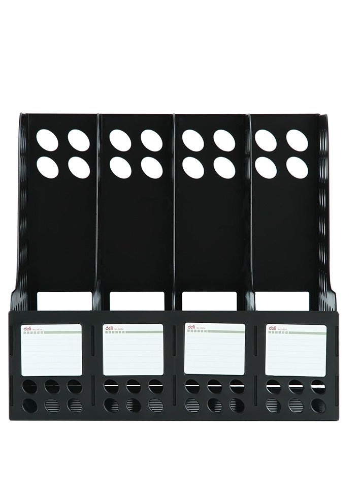 Deli Deli Magazine Holder 4-Compartment Black 9834  - Image 1