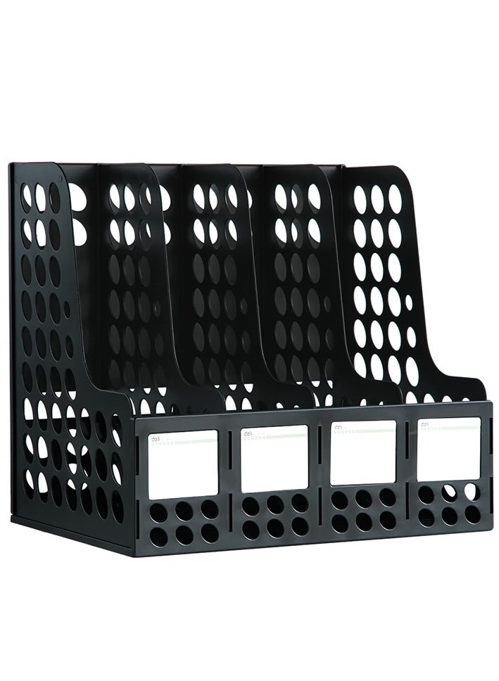Deli Deli Magazine Holder 4-Compartment Black 9834  - Image 2