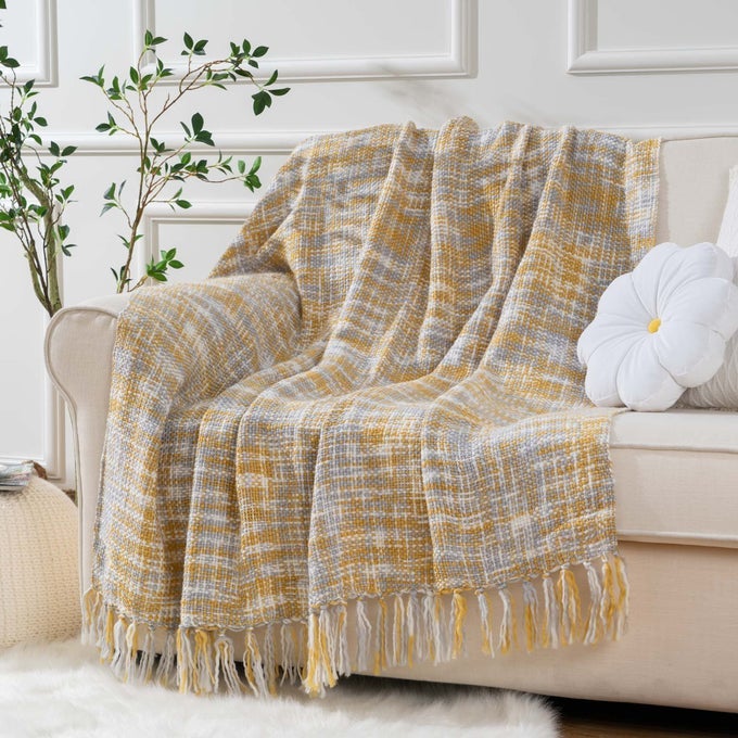 YELLOW THROW BLANKET FOR COUCH BED MUSTARD GOLD BLANKET FOR SPRING SUMMER MULTICOLOR THROW BLANKET FOR HOME DECOR 50X60