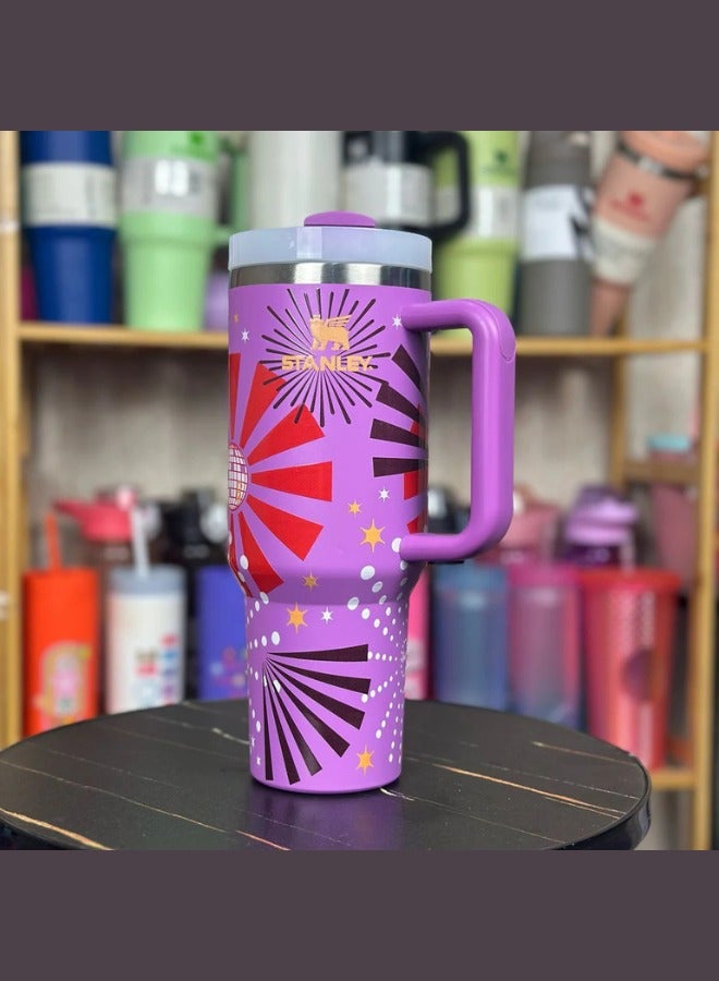 Stanley Stanley X Barbie 60s Stanley Steel Tumbler 40 oz with Plastic Straw Purple. - Image 5