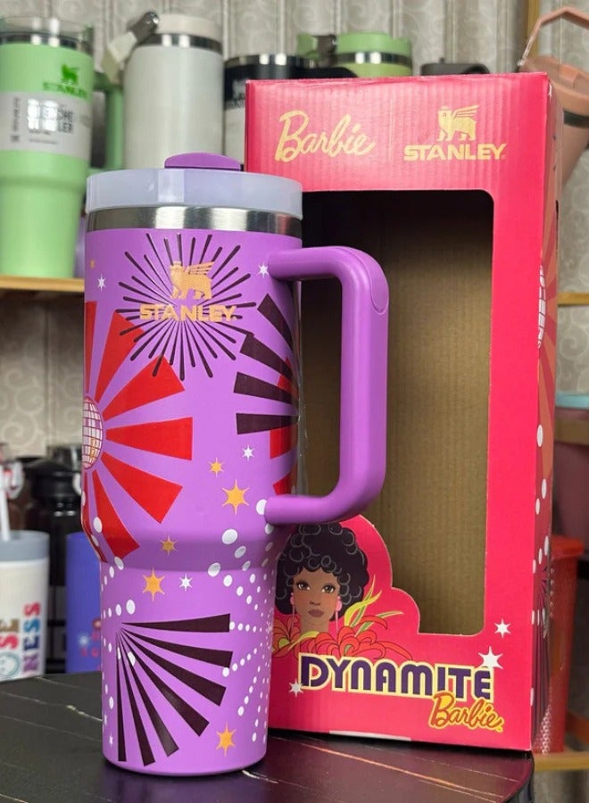 Stanley Stanley X Barbie 60s Stanley Steel Tumbler 40 oz with Plastic Straw Purple. - Image 4