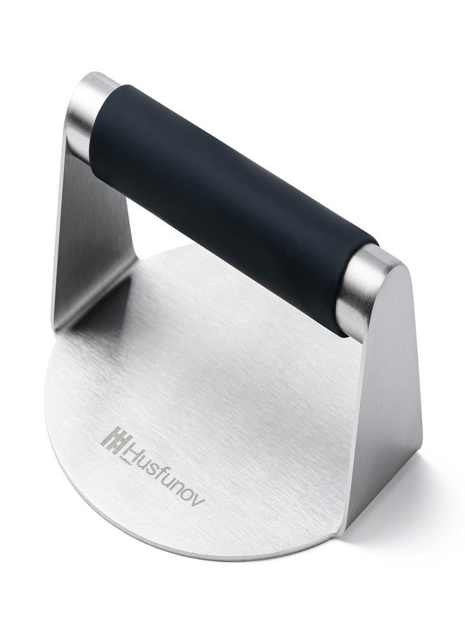 Husfunov Stainless Steel Burger Press, 5.5 Inch Round Smasher,with Anti-Scald Handle,Non-Stick Smooth Hamburger Press,Flat Bottom, for Cooking Burgers, Bacon, Ground Beef, Meats, Sausage and So On - Image 1