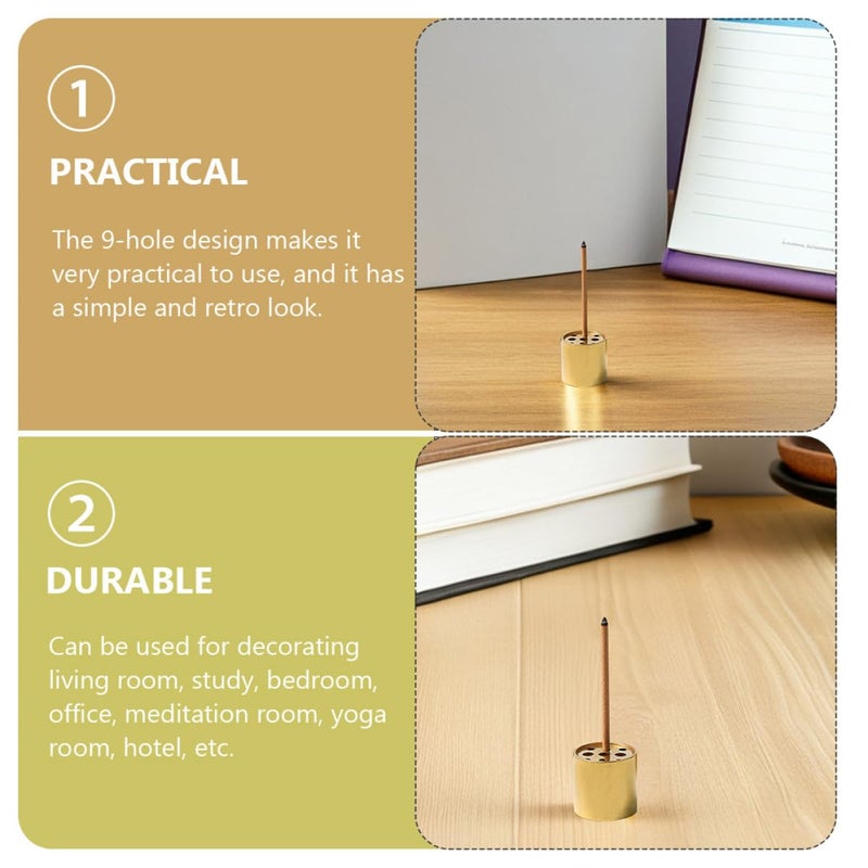 Copper 9 Hole Incense Burner Holder Set Large Small Size for Home Fragrance Meditation - Image 4
