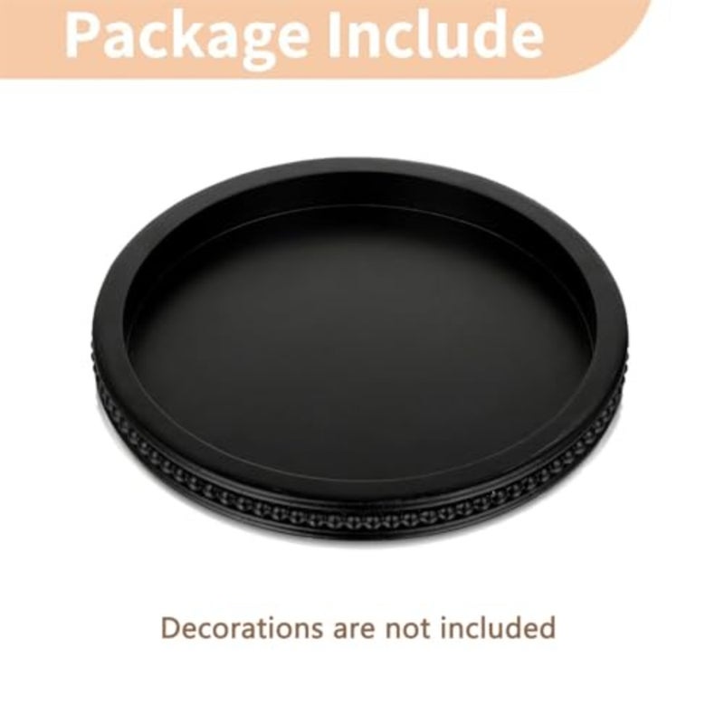 Wooden Round Tray Black: 30cm Large Coffee Table Trays with Beaded Edges Modern - Centerpiece for Ottoman Home Decor Kitchen Living Room Dining Bedroom - Image 5