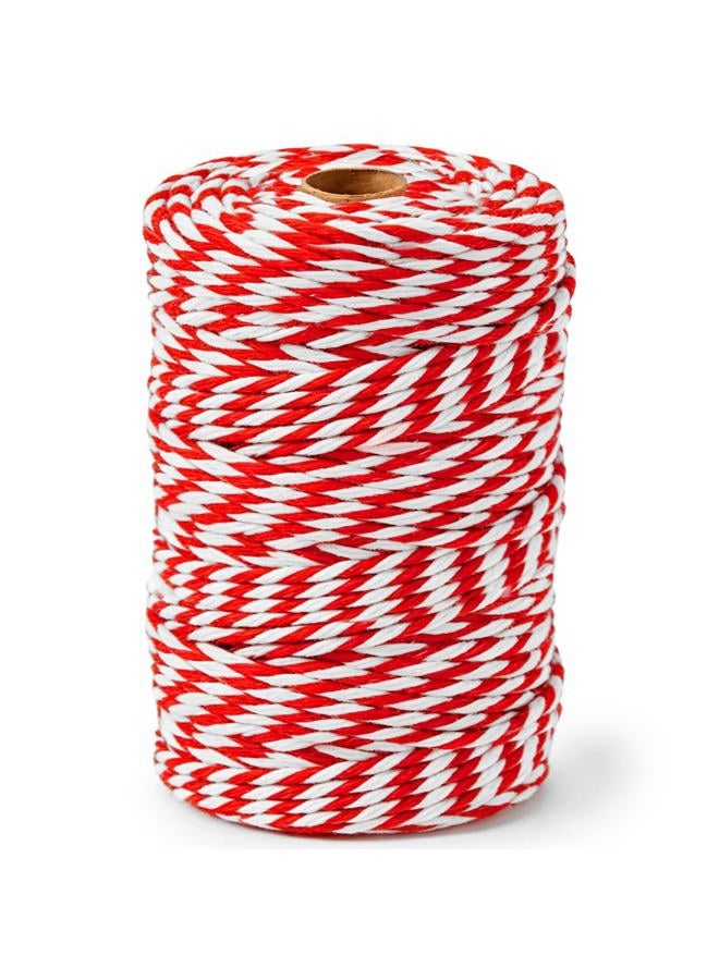 SMART&CASUAL Red and White Cotton Twine, 700 Feet Natural Bakers String for Cooking, Crafts, Gift Wrapping, Butchers, Christmas and Wedding Decor - Image 1