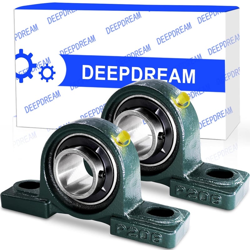 DEEPDREAM 2 Pcs UCP206-20 Pillow Block Bearing 1-1/4" inch Mounted Pillow Block Bearings Chrome Steel Bearings with 1 1/4" Bore Self Alignment - Image 1