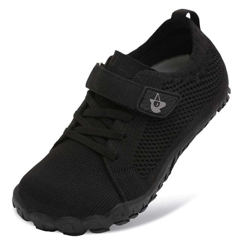 LeIsfIt Kids Girls Boys Shoes Wide Barefoot Shoes Kids Anti-Slip Sneakers Lightweight Hiking Sneakers for Toddler Little Big Kid Black 4 Big Kid - Image 1