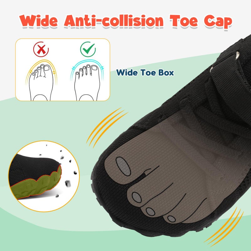 LeIsfIt Kids Girls Boys Shoes Wide Barefoot Shoes Kids Anti-Slip Sneakers Lightweight Hiking Sneakers for Toddler Little Big Kid Black 4 Big Kid - Image 3