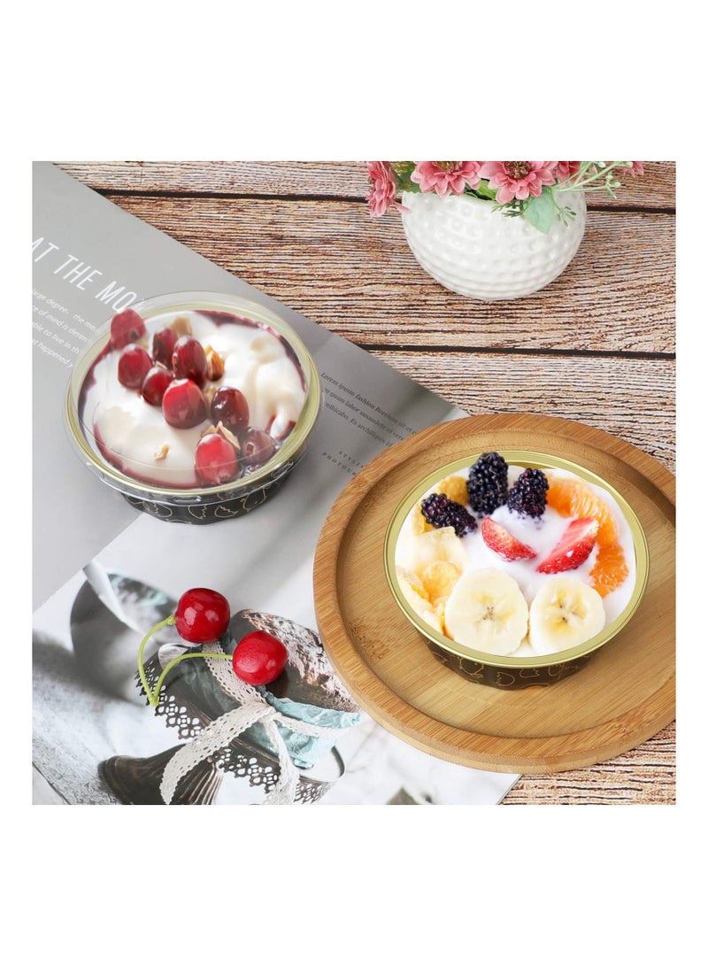 SYOSI 8oz Disposable Cupcake Cups with Lids Ramekins Foil Black Gold Aluminum Creme Brulee Muffin Baking Mini Pudding Cake Tins for Party Wedding Birthday 50 Pack - Image 4