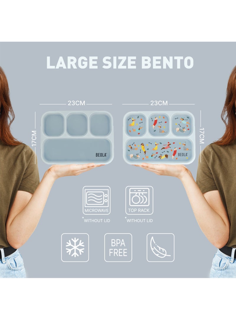 BEOLA Set of  2 Lunch Boxes for Kids Adults, Lunch Bento with Magnetic Meal Planner, Doxie Dots Set of 2  - Image 3
