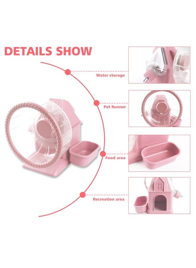 NATURE Ann Silent Hamster Wheel 7Inch Multifunctional Hamster Wheel Quite Running Spinner Wheel Accessories with Food Bowl Water Bottle for Hamsters Dwarf Gerbil Hedgehog Chinchilla (Pink) - Image 4