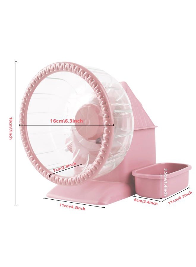NATURE Ann Silent Hamster Wheel 7Inch Multifunctional Hamster Wheel Quite Running Spinner Wheel Accessories with Food Bowl Water Bottle for Hamsters Dwarf Gerbil Hedgehog Chinchilla (Pink) - Image 5