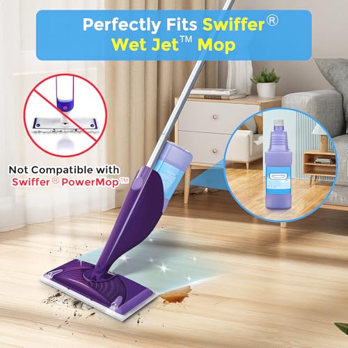 DrFlito Upgraded Refillable Bottle for Swiffer® Wet Jet™ Mop – 1250ml /42.3 FL OZ, Leak-Proof HDPE Solution Refill Bottle with 8 Silicone Gaskets & 1 Funnel,Easy Install for Use with Any Cleaning Solution - Image 3