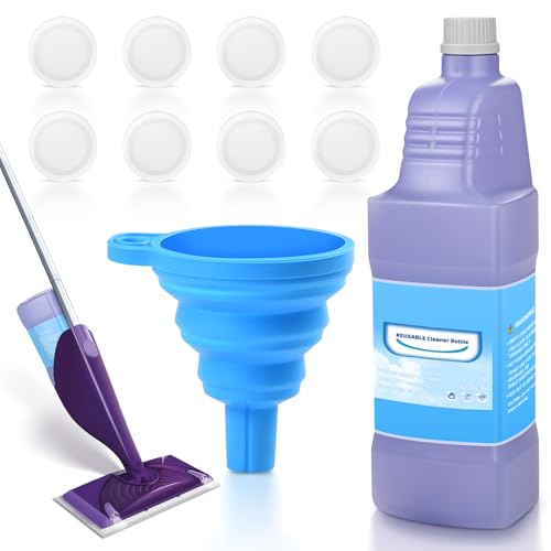 DrFlito Upgraded Refillable Bottle for Swiffer® Wet Jet™ Mop – 1250ml /42.3 FL OZ, Leak-Proof HDPE Solution Refill Bottle with 8 Silicone Gaskets & 1 Funnel,Easy Install for Use with Any Cleaning Solution - Image 1
