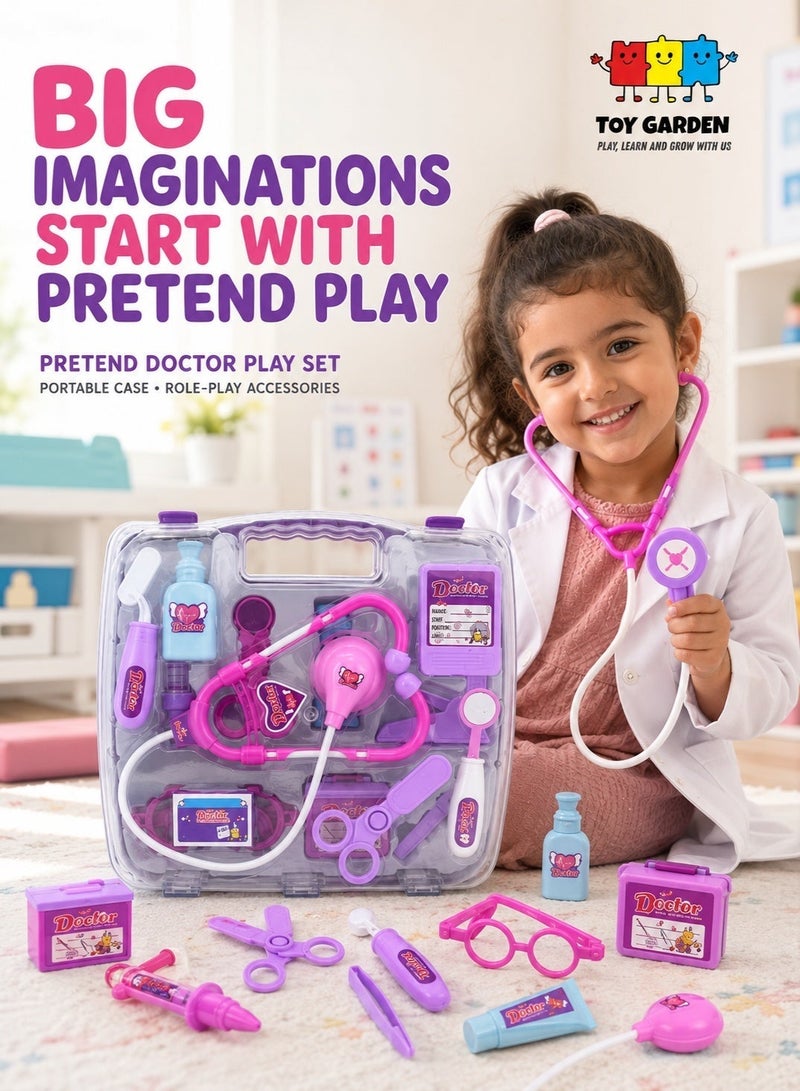 TOY GARDEN Kids Doctor Role Play Dress Up Set – 13 Piece Medical Kit for Pretend Play | Educational Costume for Boys & Girls - Image 1